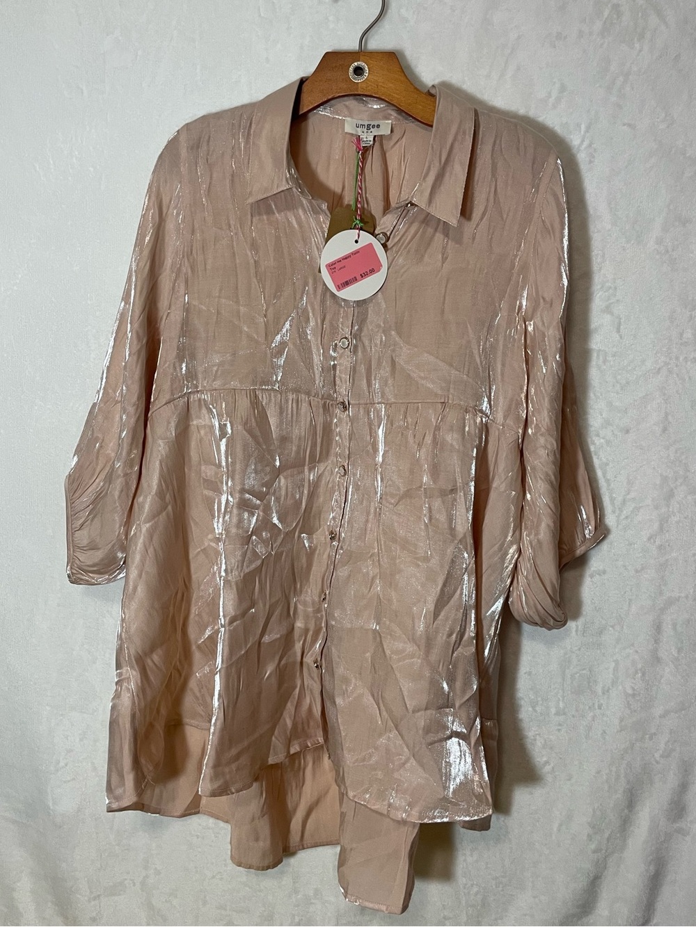 Umgee Color Me Happy Blush Pink Shimmery Tunic